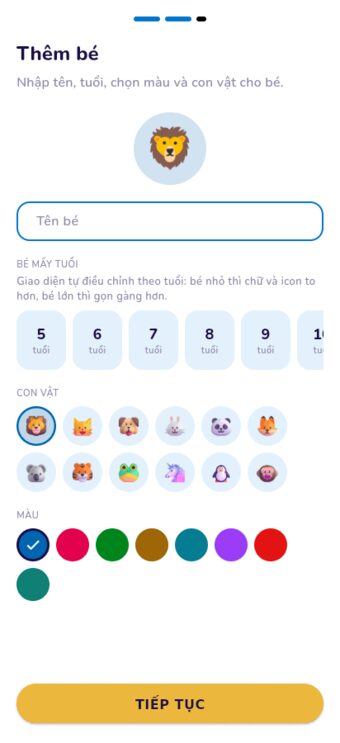 Bước 2: Tạo hồ sơ cho bé