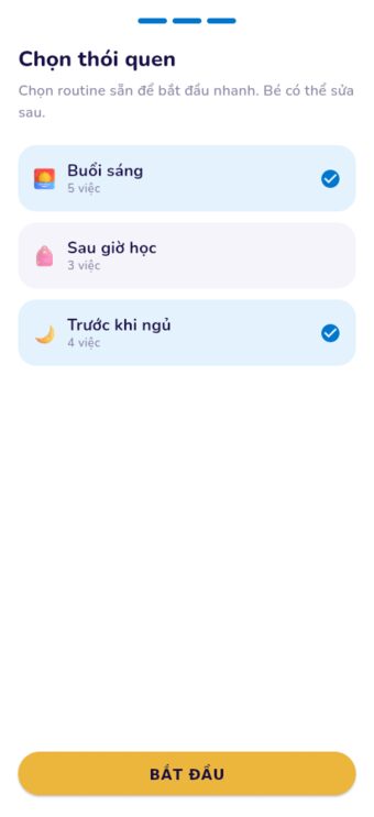 Bước 3: Chọn gói thói quen mẫu